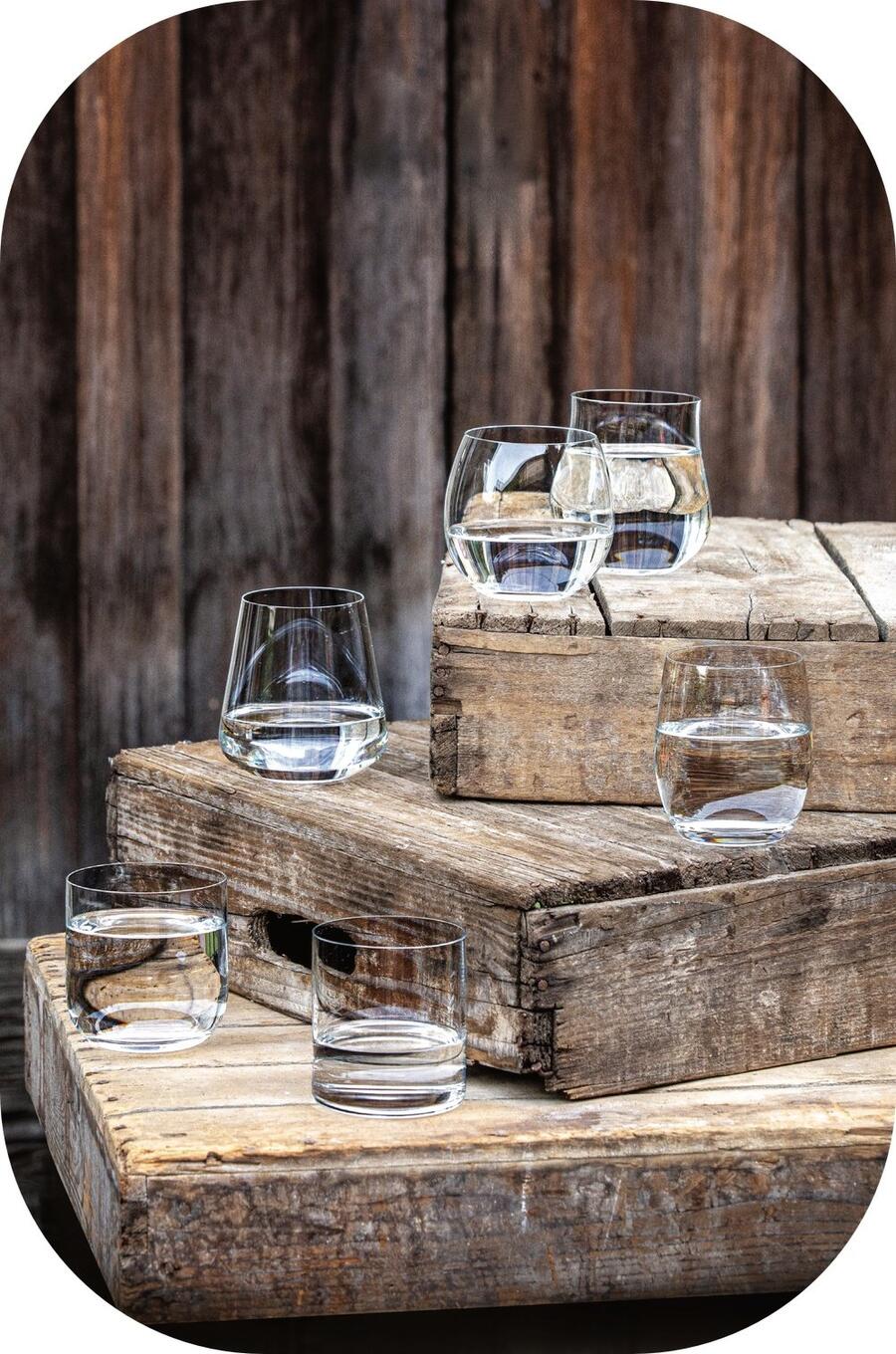 Livellara Milano - Set 6 Tumbler Assortiti Quotidiano, Vetro Trasparente