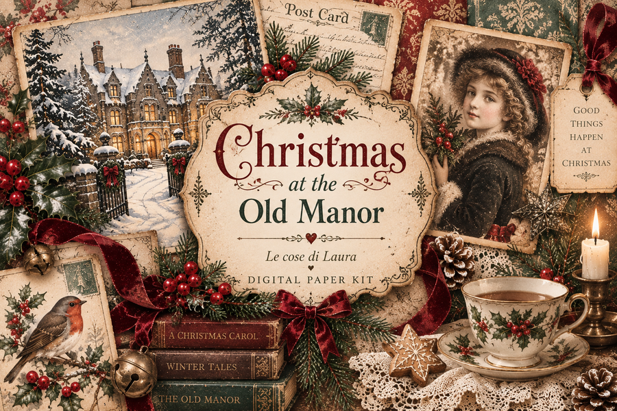 Christmas at Old Manor junk journal digital kit 