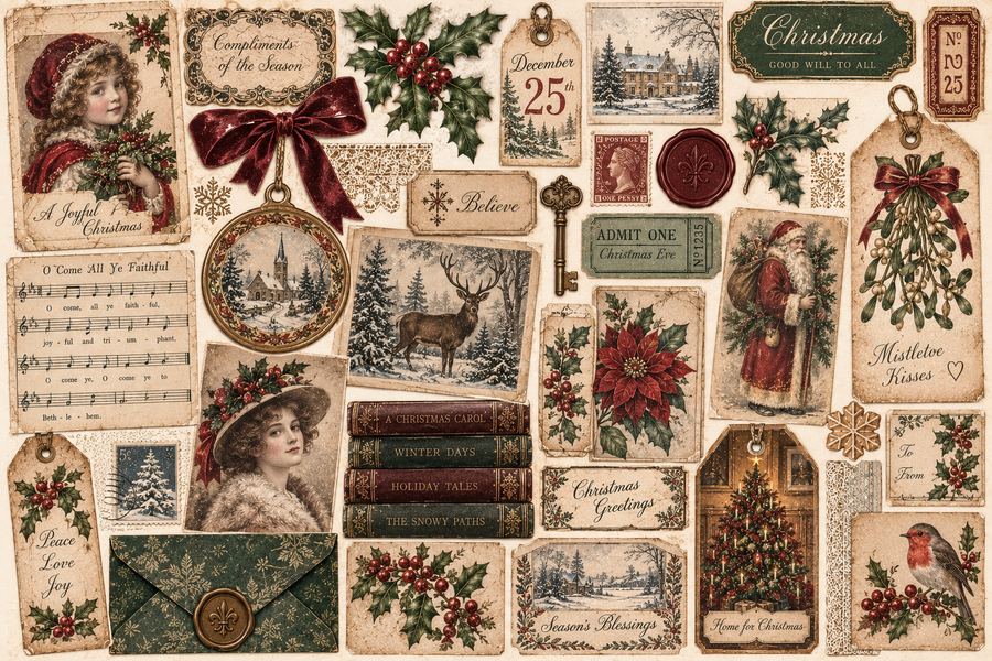 Christmas at Old Manor junk journal digital kit 