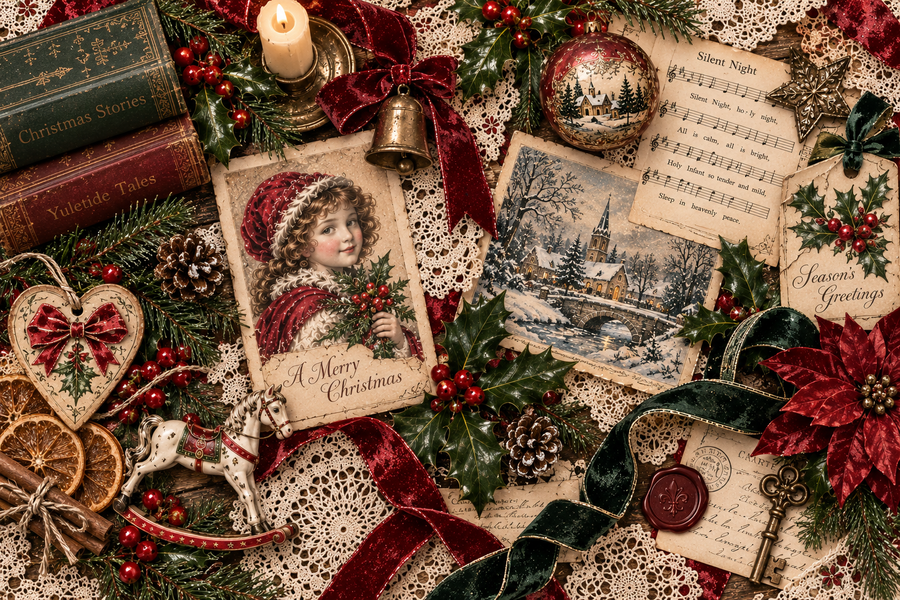 Christmas at Old Manor junk journal digital kit 