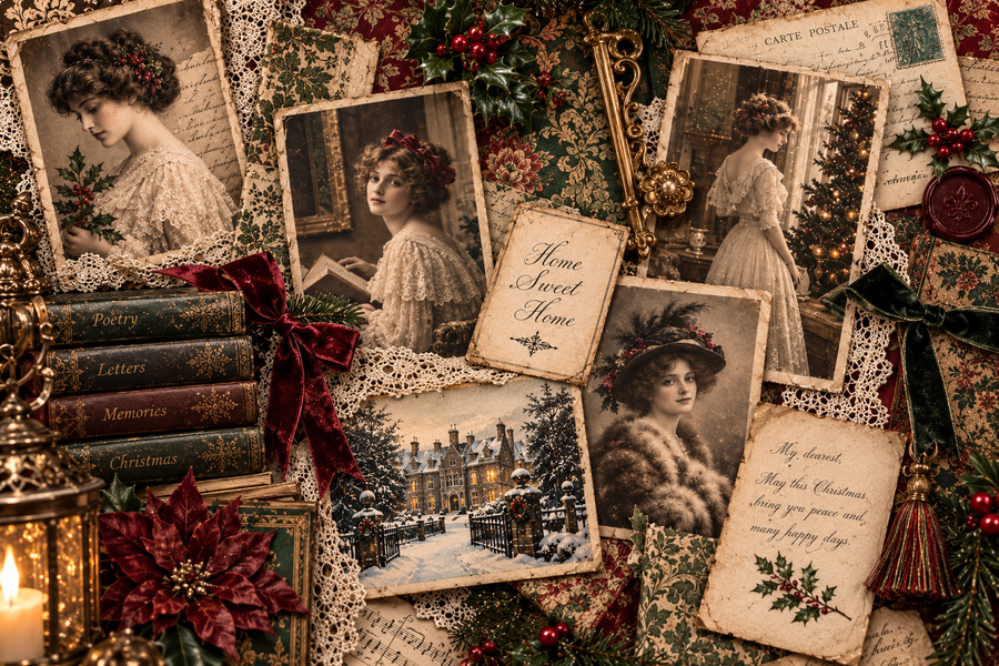 Christmas at Old Manor junk journal digital kit 