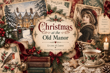 Christmas at Old Manor junk journal kit cartaceo