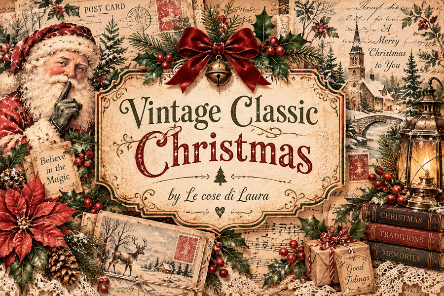 Christmas Classic Vintage junk journal kit cartaceo