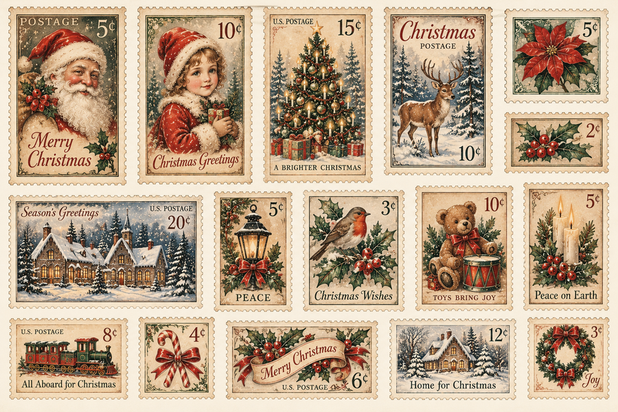 Christmas Classic Vintage junk journal kit cartaceo