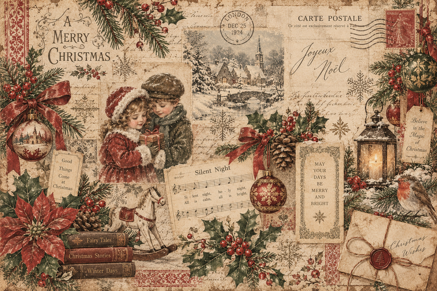 Christmas Classic Vintage junk journal kit cartaceo