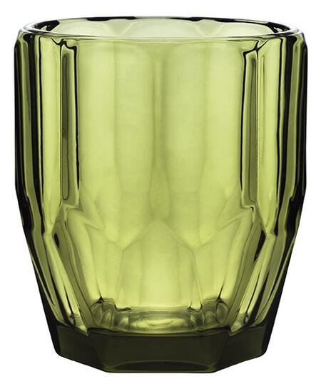 Livellara Milano - Set 6 Bicchieri Acqua Ice Verde, Vetro Soffiato Sfaccettato