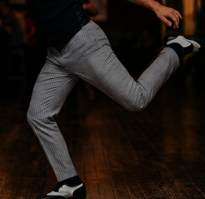PANTALONE GESSATO GRIGIO CHIARO DA TANGO E SOCIAL DANCE 7-0008