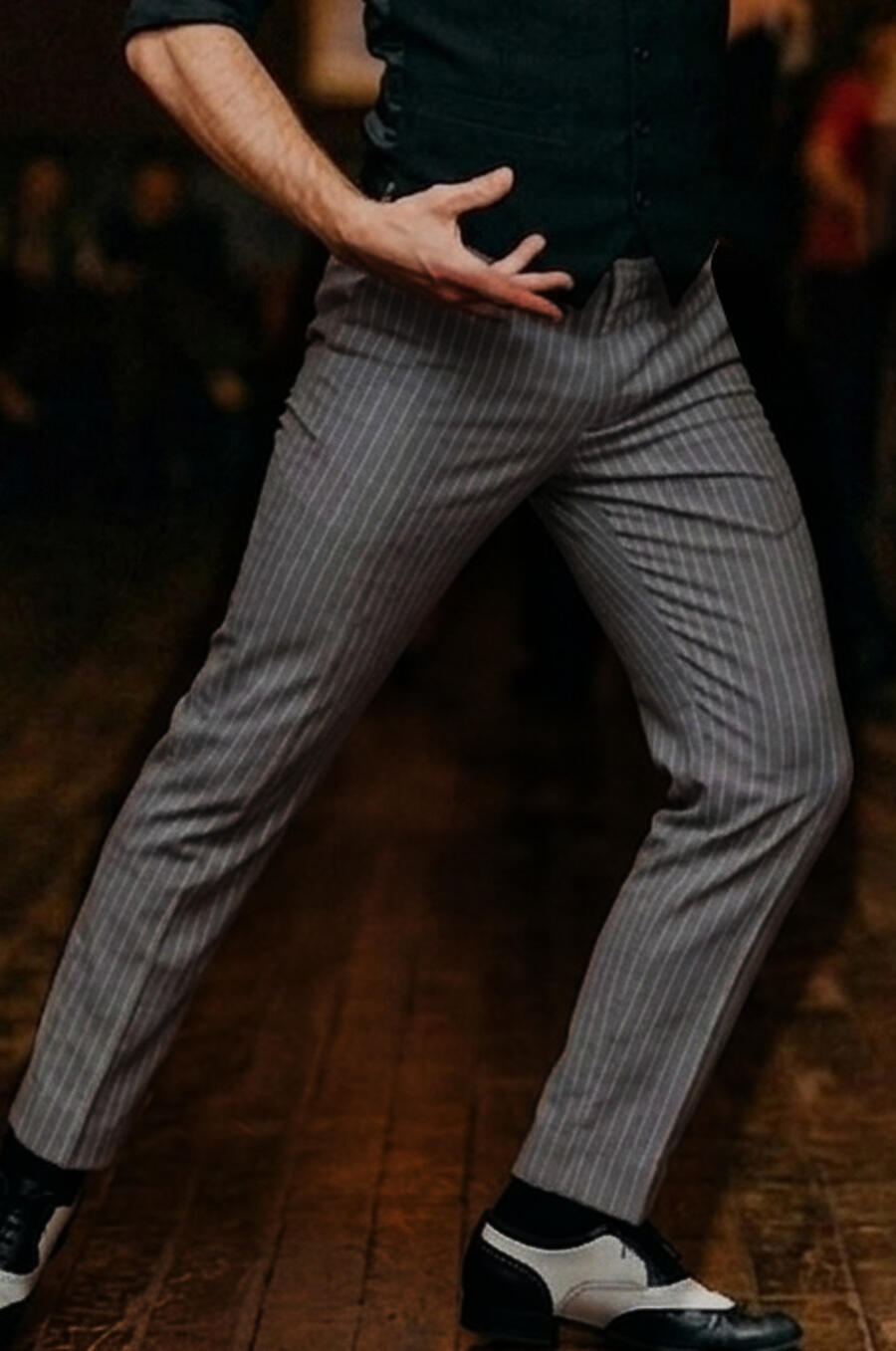 PANTALONE GESSATO GRIGIO CHIARO DA TANGO E SOCIAL DANCE 7-0008
