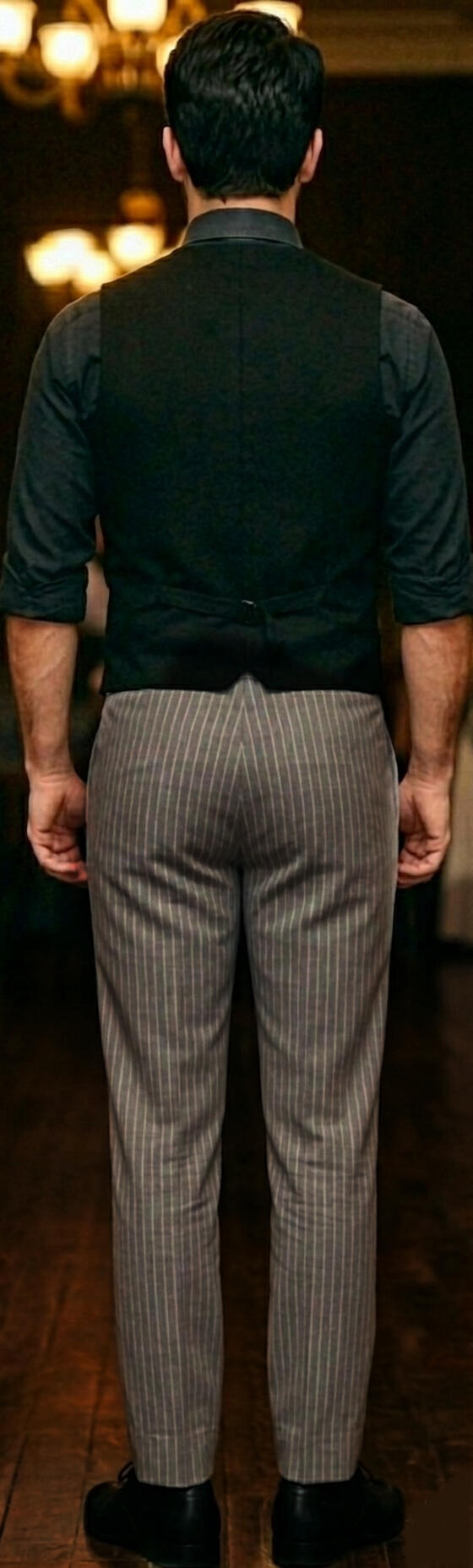 PANTALONE GESSATO GRIGIO CHIARO DA TANGO E SOCIAL DANCE 7-0008