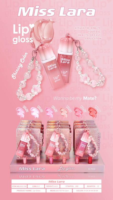 Miss Lara Lip Gloss + Ciondolo [Conf. da 12 pezzi]