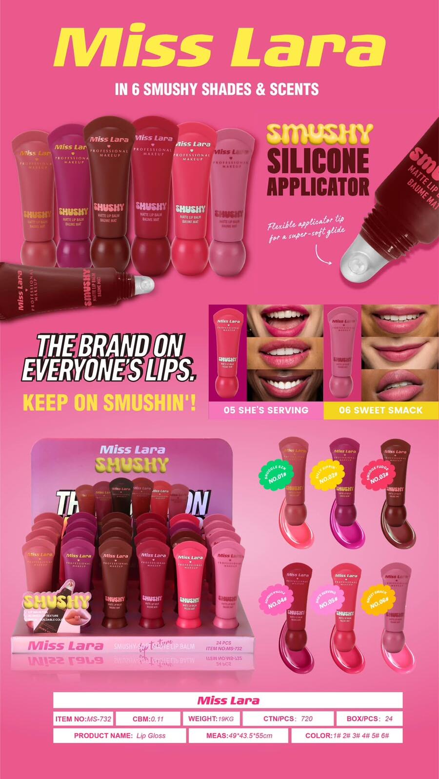 Miss Lara Smushy Soft Matte Lip Balm [Conf. da 24 pezzi]