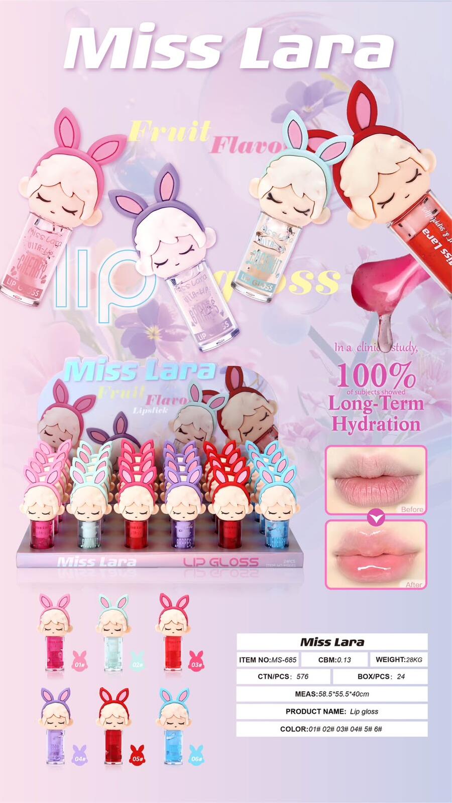Miss Lara Fruit Lip Gloss [Conf. da 24 pezzi]