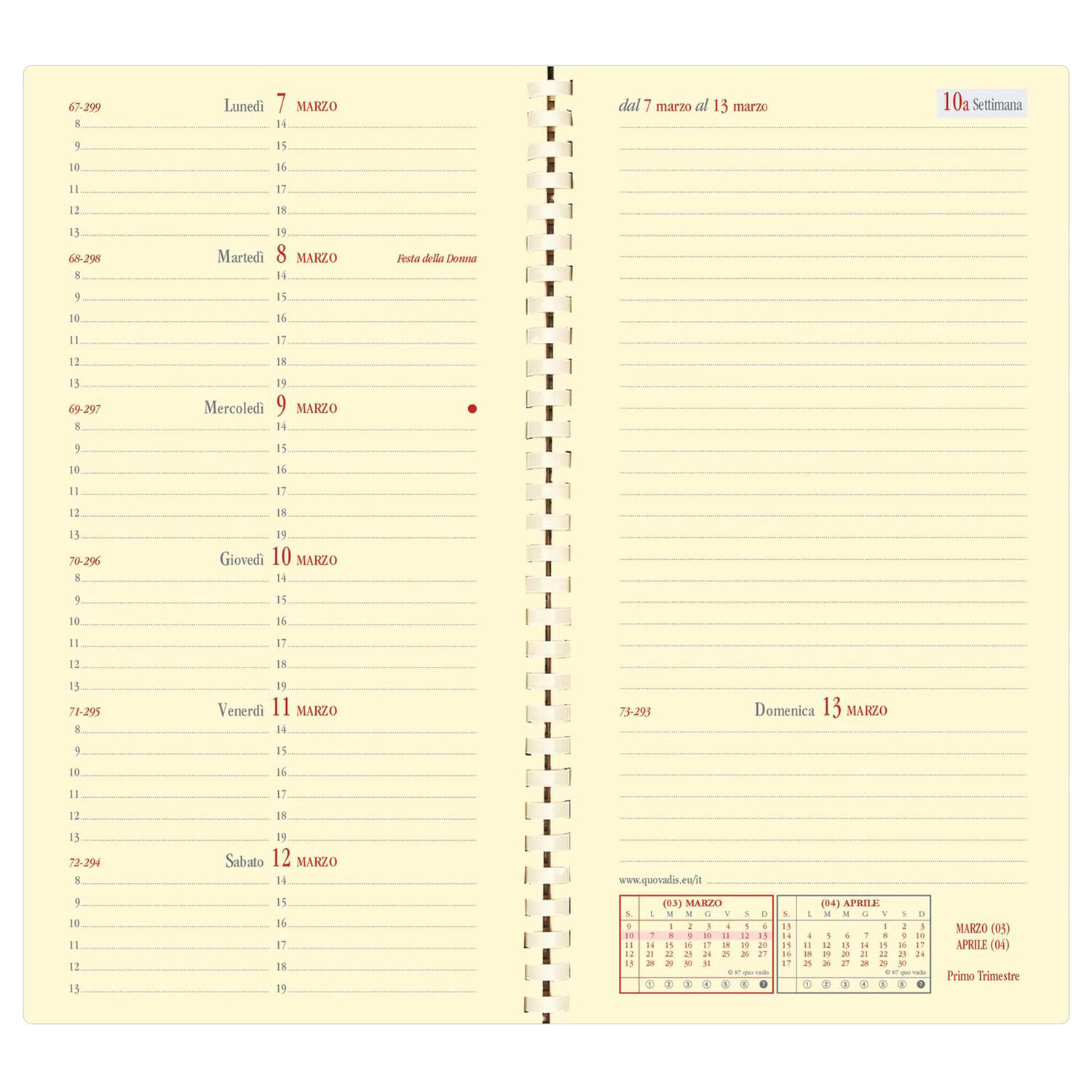 Agenda Settimanale ITALNOTE Spiralata 8,8x17cm QUOVADIS