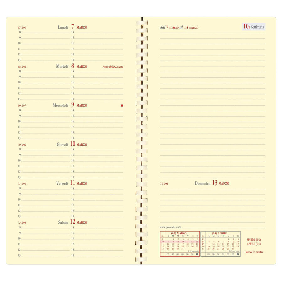 Agenda Settimanale ITALNOTE Spiralata 8,8x17cm QUOVADIS