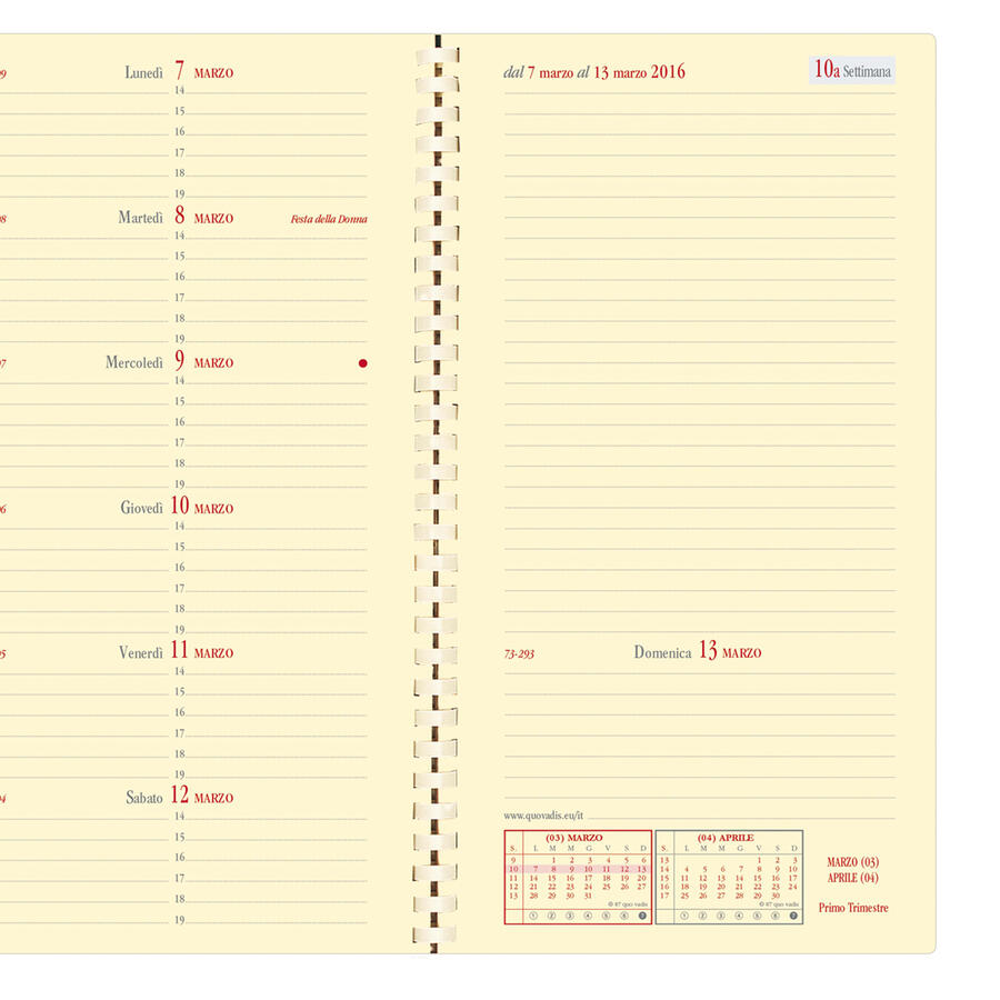 Agenda Settimanale ITALNOTE Spiralata 8,8x17cm QUOVADIS