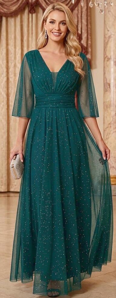 Abito simply in tulle con punti argento e manichette versione grande L-XL-XXL (44/46) 4-0171 