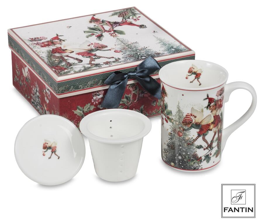 Fantin - Tazza con Infusore Albero e Folletti, Porcellana, Ø8 x H11,5 cm