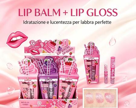 Iman Of Noble Lip Balm + Lip Gloss [Conf. da 12 pezzi]