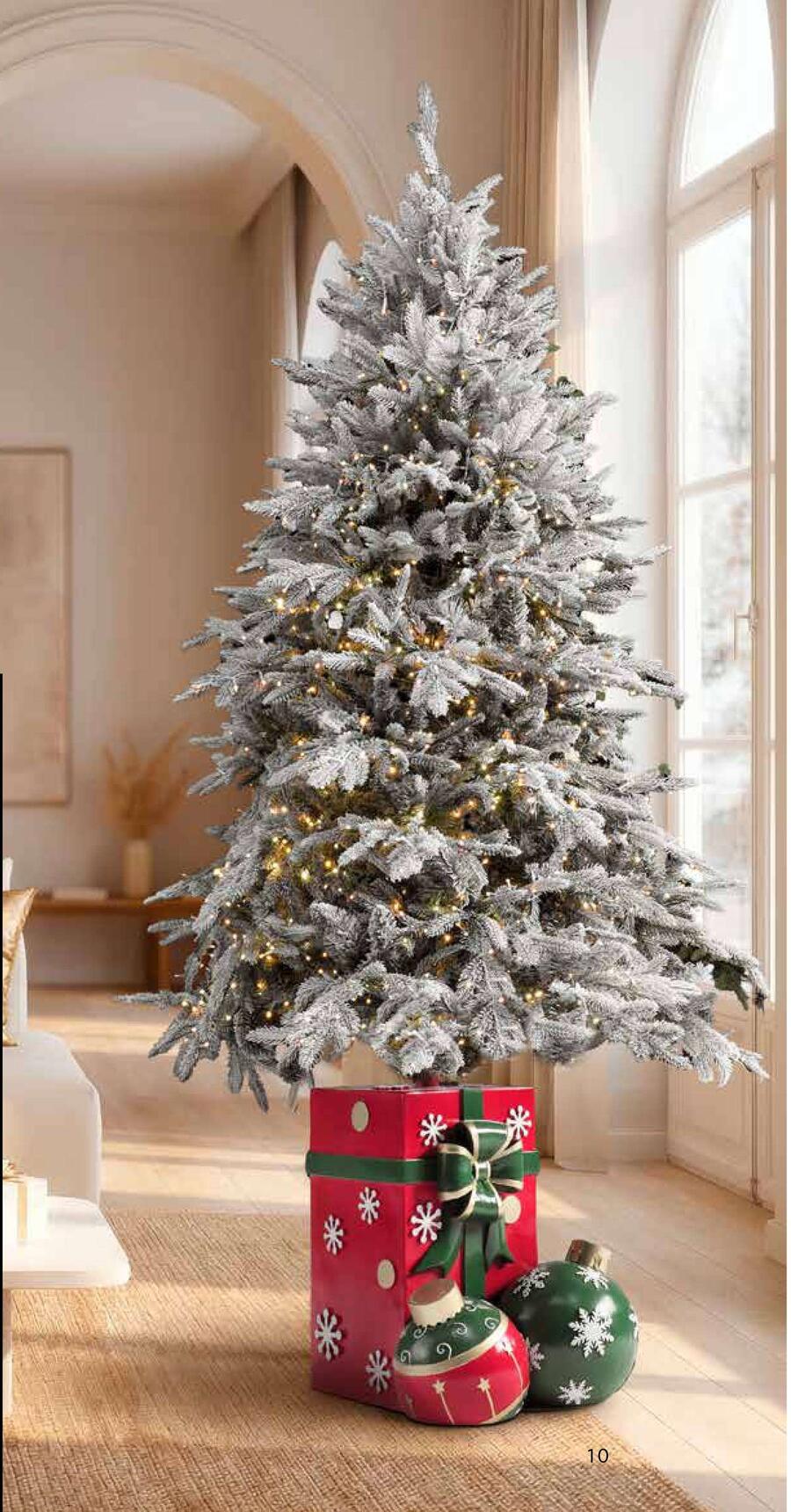 Fantin - Base Albero di Natale a Forma di Pacco Regalo con Palline, Polvere di Marmo e Resina, 46,5 x 46,5 x H 48,2 cm
