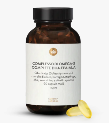 Complesso Omega-3 Complete DHA 350 + EPA 180 + ALA 5 - Sunday Natural