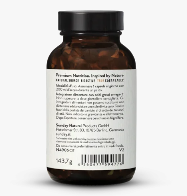 Complesso Omega-3 Complete DHA 350 + EPA 180 + ALA 5 - Sunday Natural