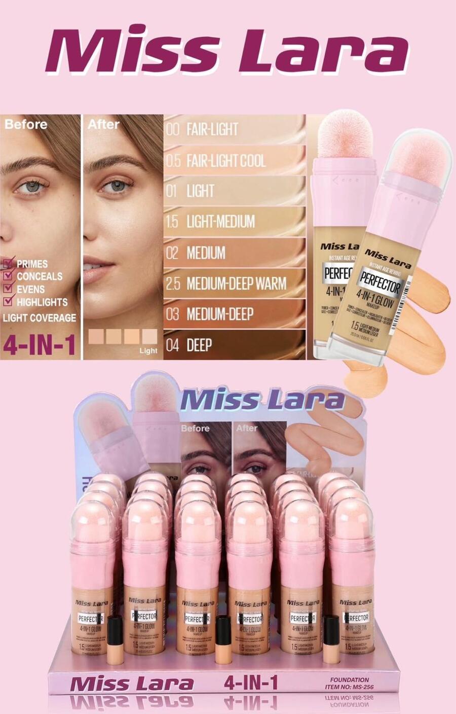 Miss Lara 4 IN 1  Foundation [Conf. da 24 pezzi]