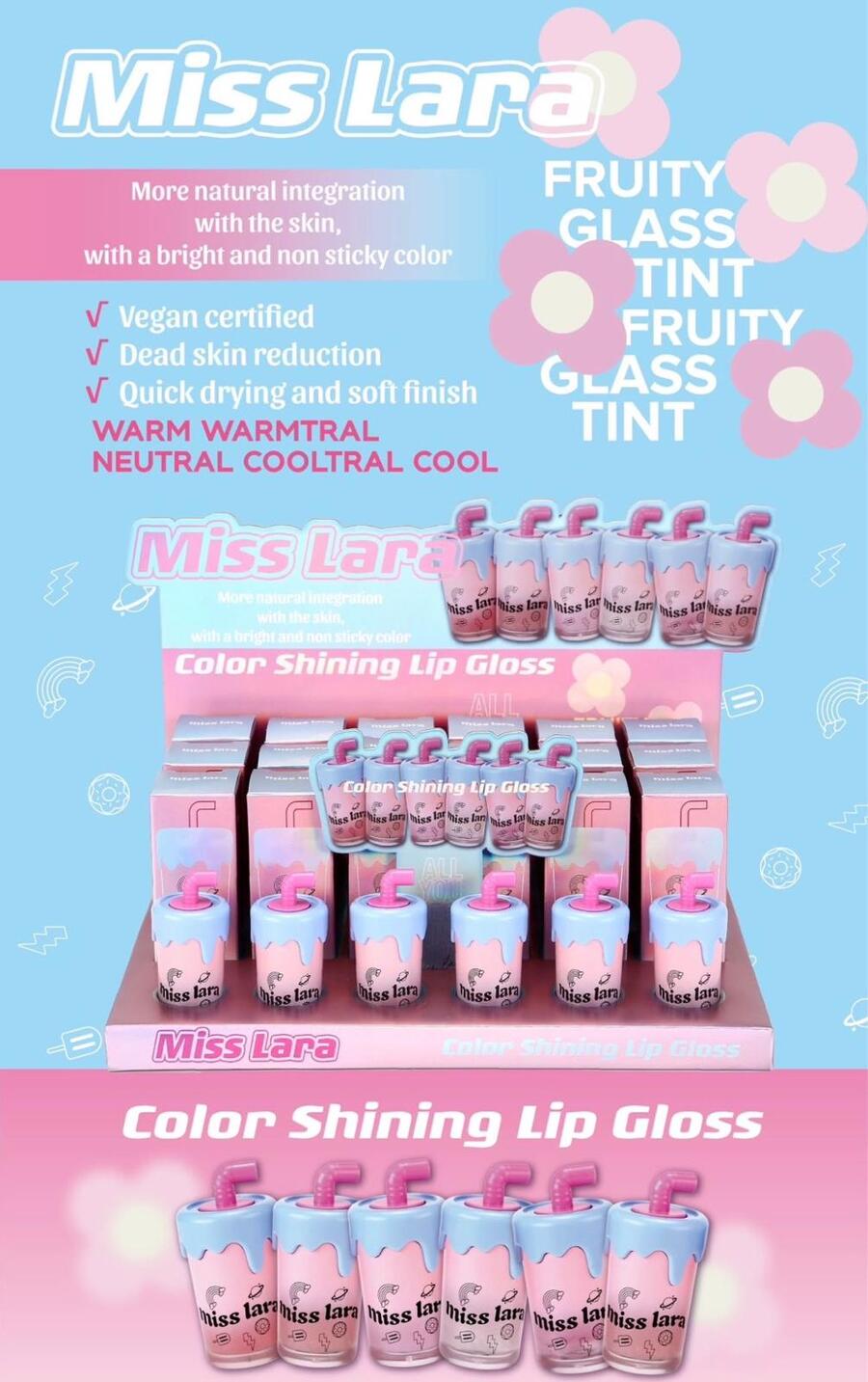 Miss Lara Color Shining Lip Gloss [Conf. da 24 pezzi]