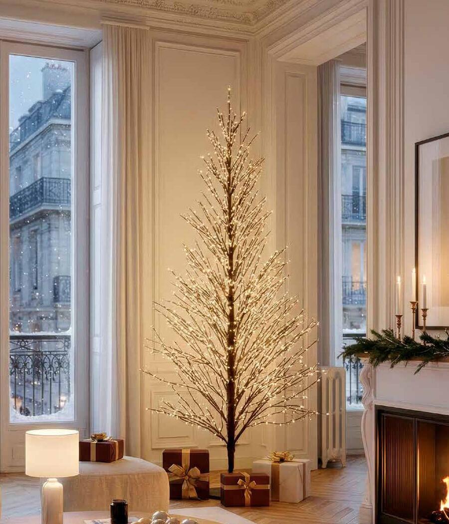 Fantin - Albero di Natale Nero Abete Luminoso con 2700 LED, Metallo, H 210 cm