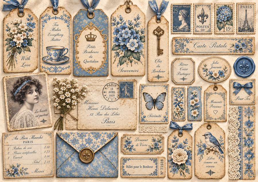 Blue Reverie Junk Journal kit cartaceo