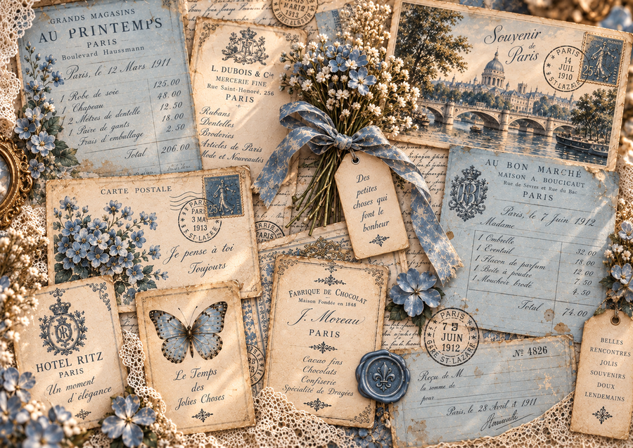 Blue Reverie Junk Journal kit cartaceo