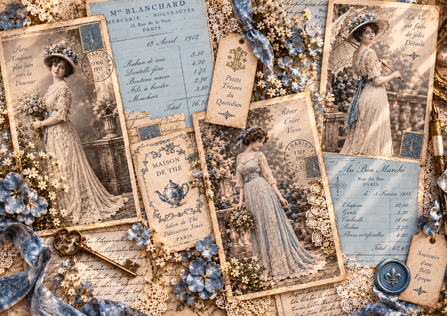 Blue Reverie Junk Journal kit cartaceo