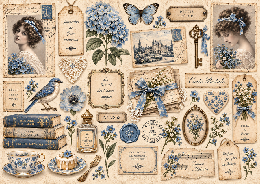 Blue Reverie Junk Journal kit cartaceo