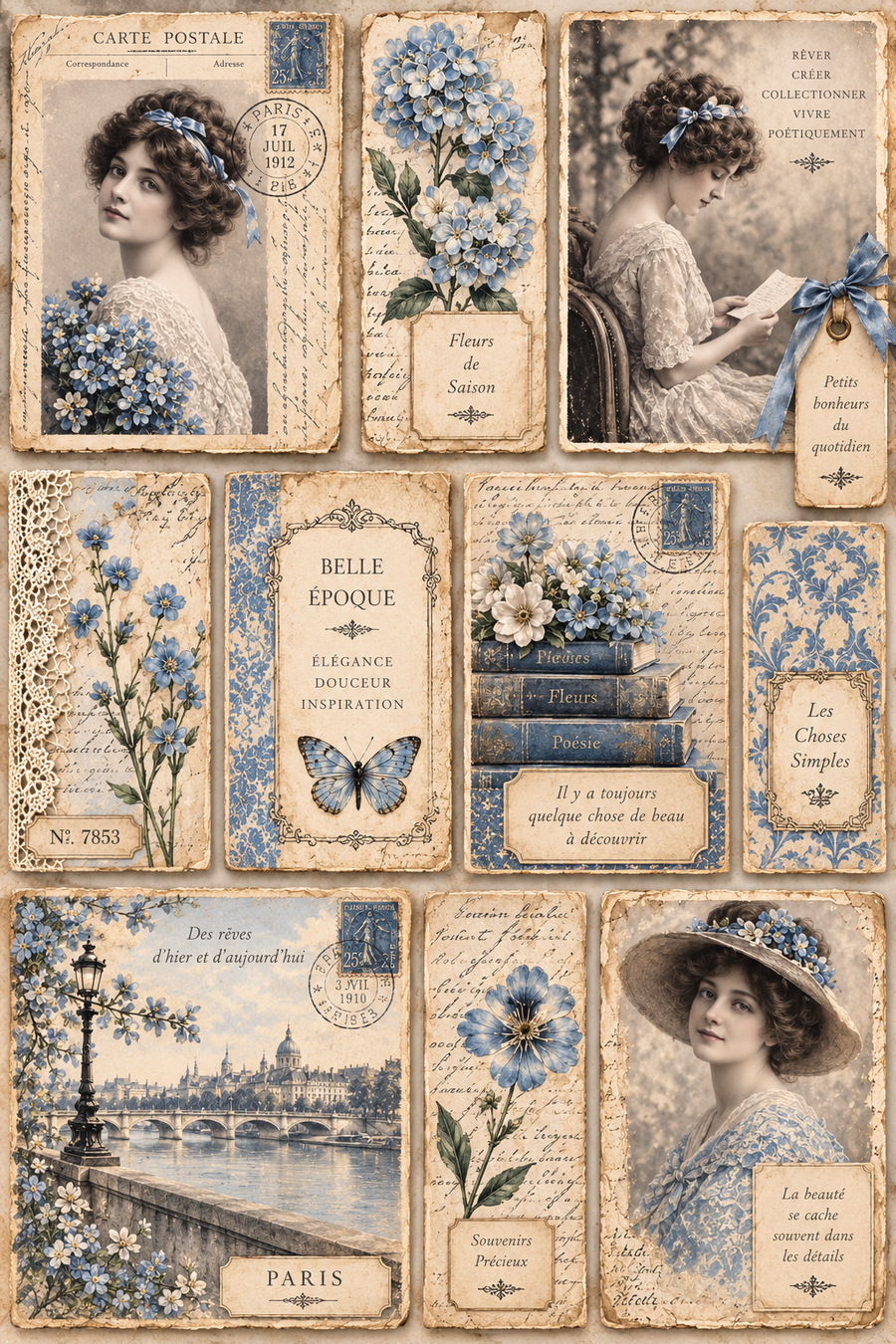 Blue Reverie Junk Journal kit cartaceo
