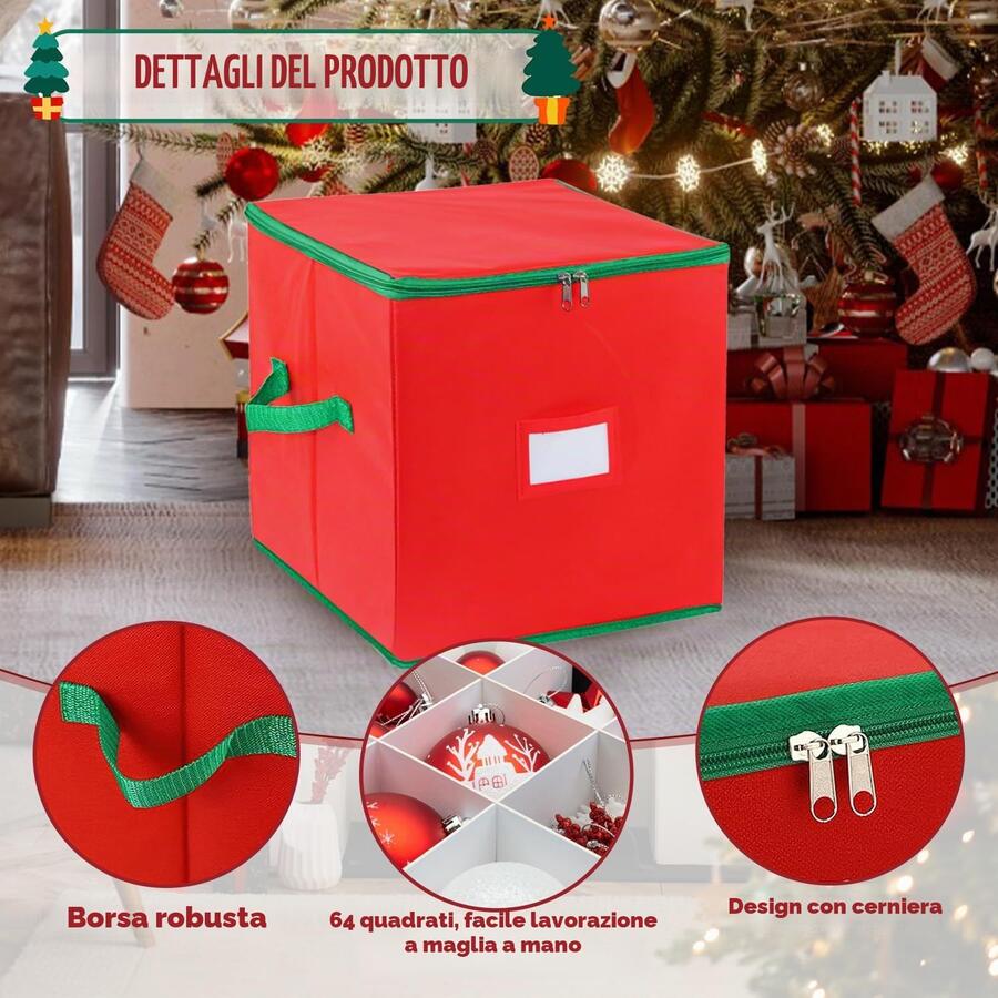 Box Scatola Per Palline Di Natale Contenitore Organizer Impermeabile 45x35x35cm