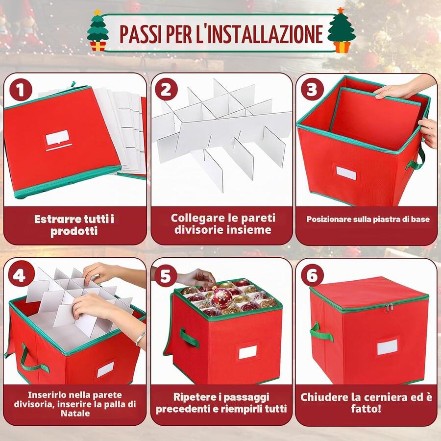 Box Scatola Per Palline Di Natale Contenitore Organizer Impermeabile 45x35x35cm
