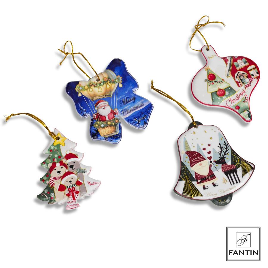 Fantin Decori Natalizi in Ceramica — 4 Forme Assortite