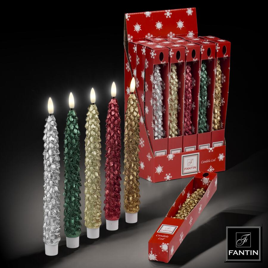 Fantin Candela LED a Pigna Natalizia — 5 Colori Metallizzati Assortiti