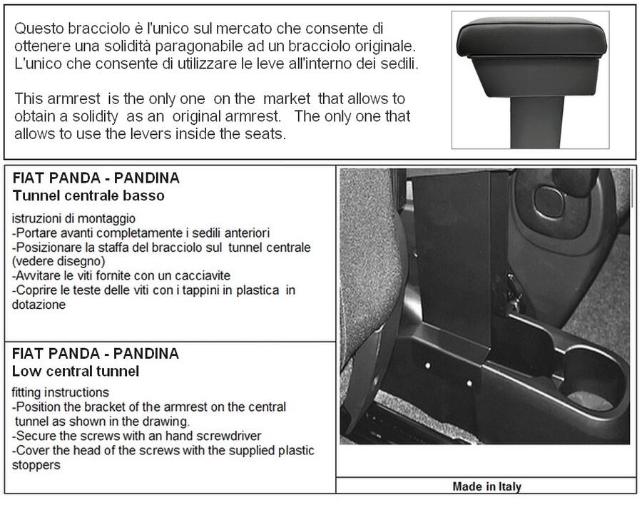Copia di Armrest with storage for Fiat Pandina (from 2024