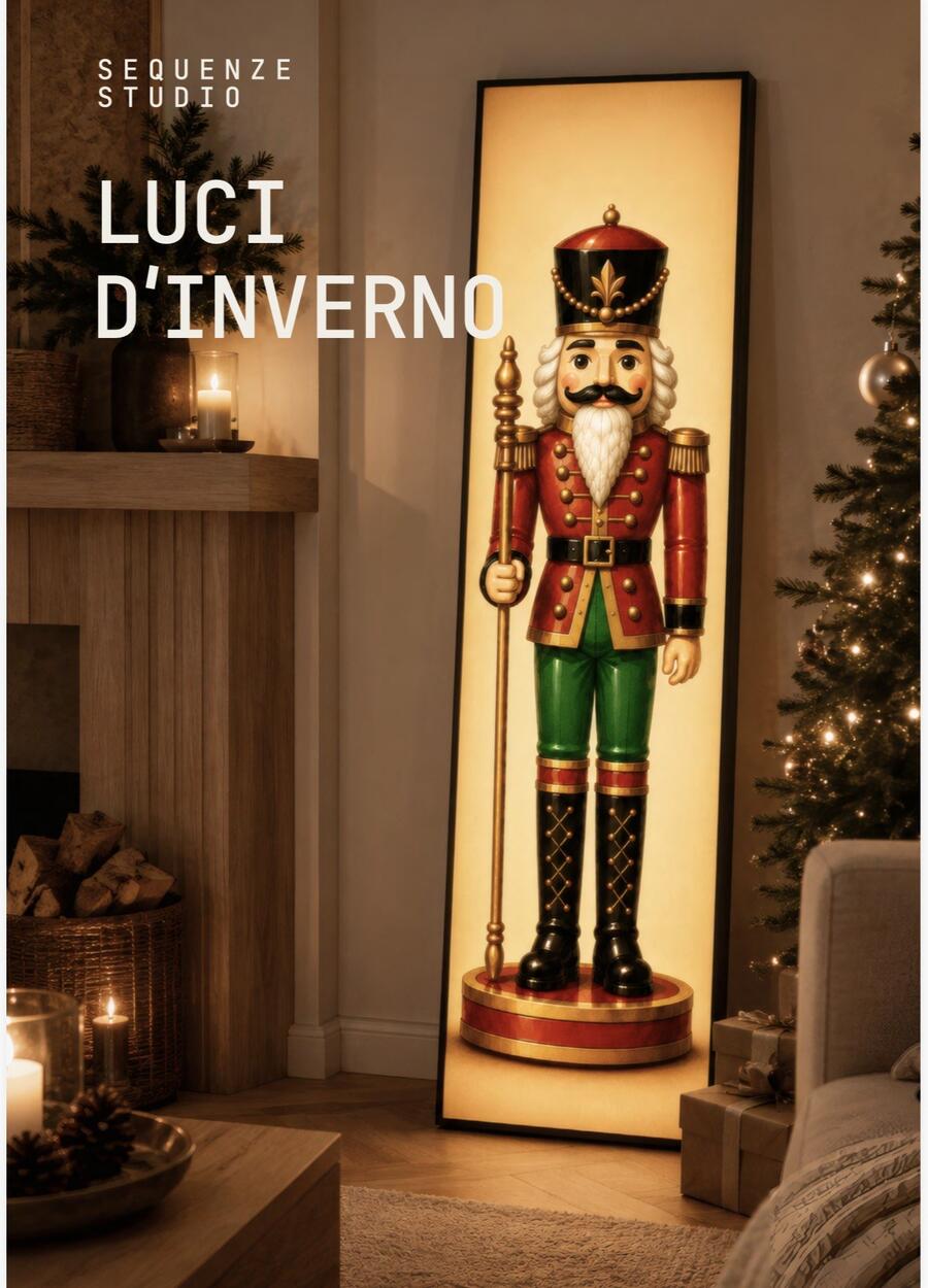 Sequenze Luci d'Inverno — Pannello Luminoso Schiaccianoci, Quadro Retroilluminato a LED da Parete