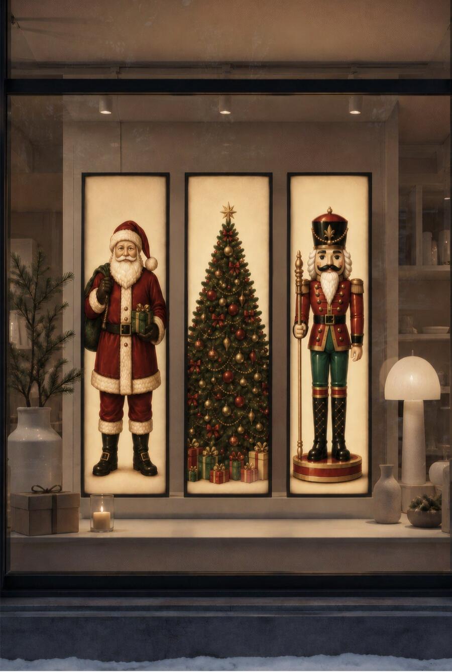 Sequenze Luci d'Inverno — Pannello Luminoso Schiaccianoci, Quadro Retroilluminato a LED da Parete