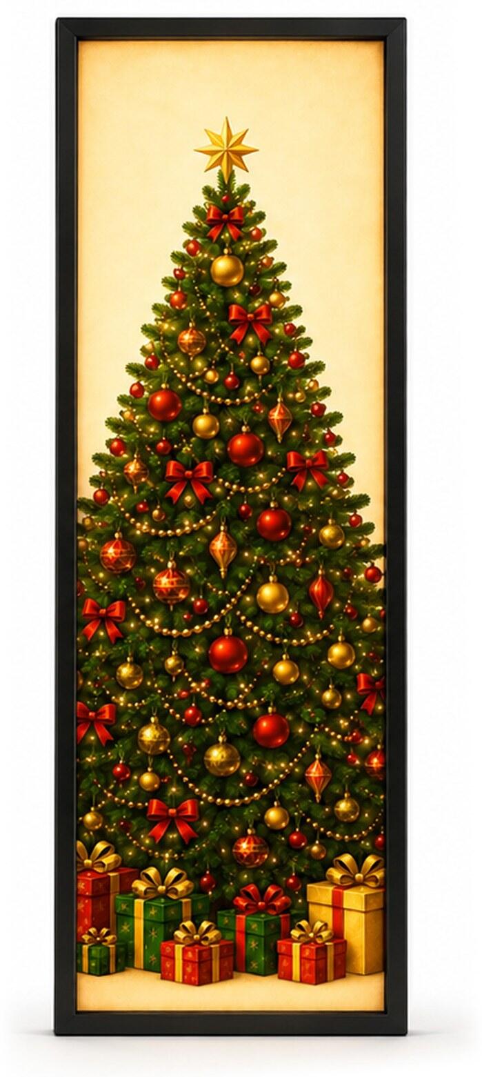 Sequenze Luci d'Inverno — Pannello Luminoso Albero di Natale, Quadro Retroilluminato a LED da Parete