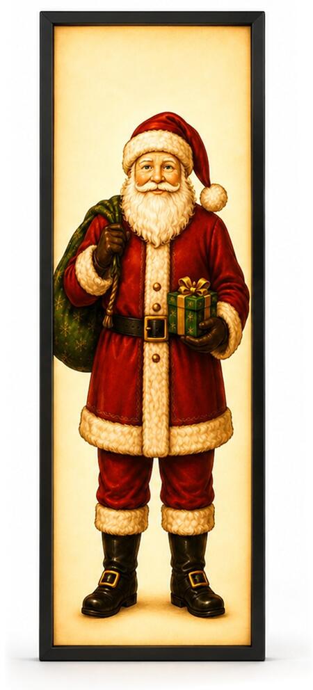 Sequenze Luci d'Inverno — Pannello Luminoso Babbo Natale, Quadro Retroilluminato a LED da Parete