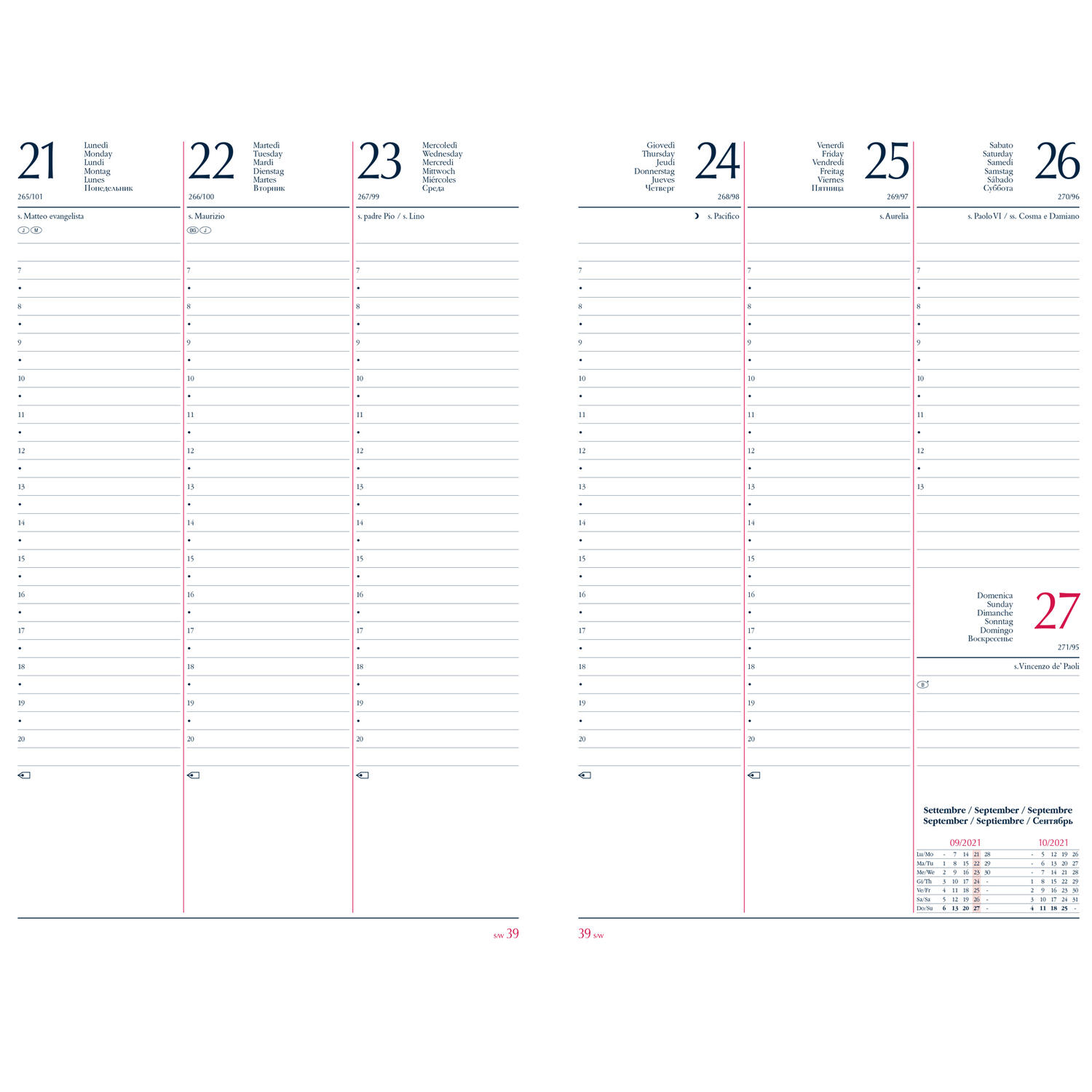 Agenda Settimanale Copertina Imbottita 17x24cm