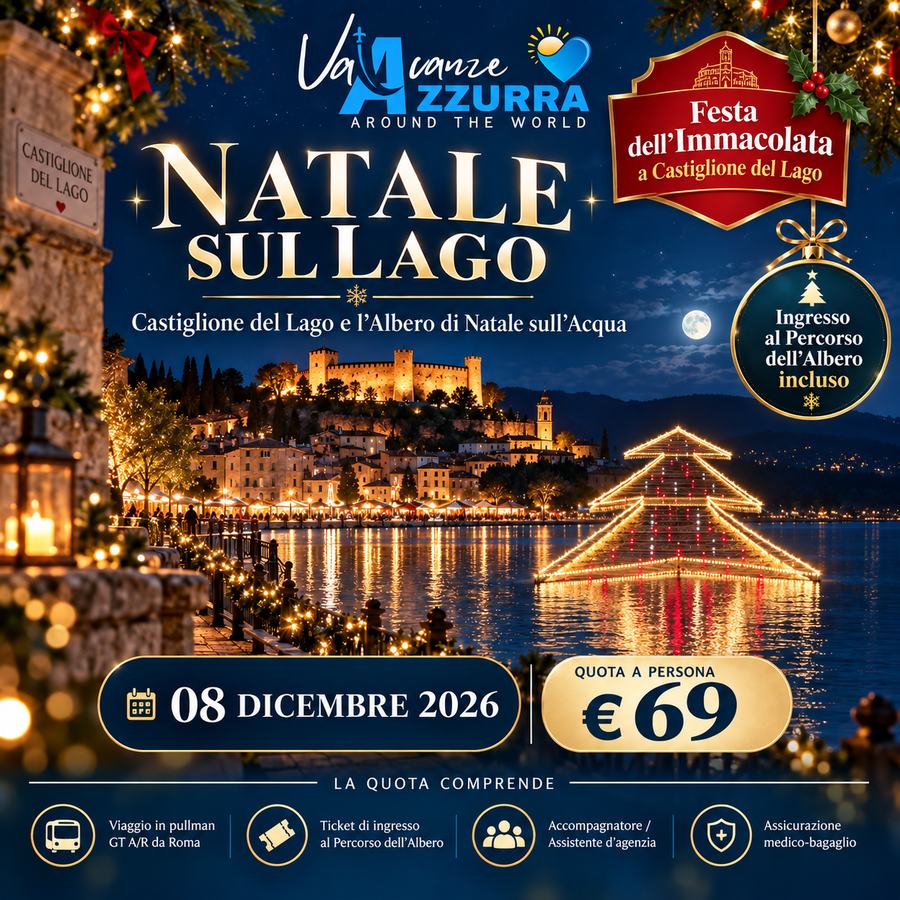 8 DICEMBRE 2026 CASTIGLIONE DEL LAGO E L’ALBERO DI NATALE SULL’ACQUA