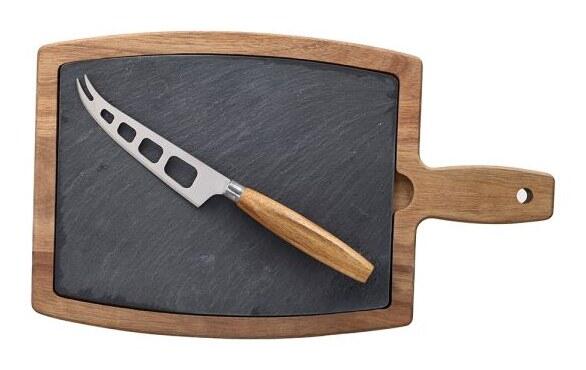 Tognana Tagliere in Legno di Acacia con Ardesia e Coltello Formaggio — Collezione Guest & Gift