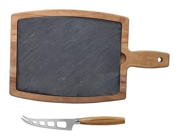 Tognana Tagliere in Legno di Acacia con Ardesia e Coltello Formaggio — Collezione Guest & Gift