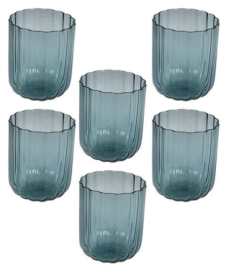 Tognana Set 6 Bicchieri in Vetro Dalia 420 cc — Blu, Verde o Grigio