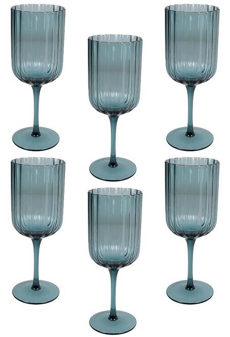 Tognana Set 6 Calici in Vetro Dalia 350 cc — Blu, Verde o Grigio