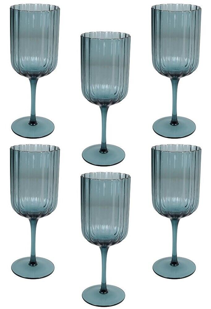 Tognana Set 6 Calici in Vetro Dalia 350 cc — Blu, Verde o Grigio