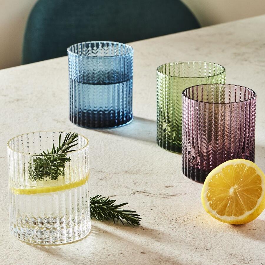 Tognana Set 6 Bicchieri in Vetro Grain 280 cc — Trasparente, Blu, Verde o Viola